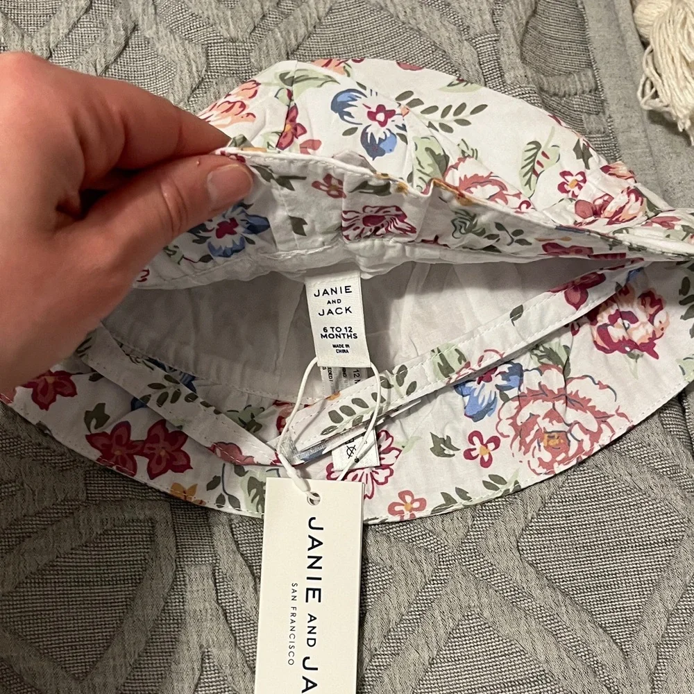 Janie and Jack White Floral Sundress with Matching Hat